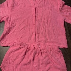 Fashion Nova Bright Pink Shirt and Shorts Set